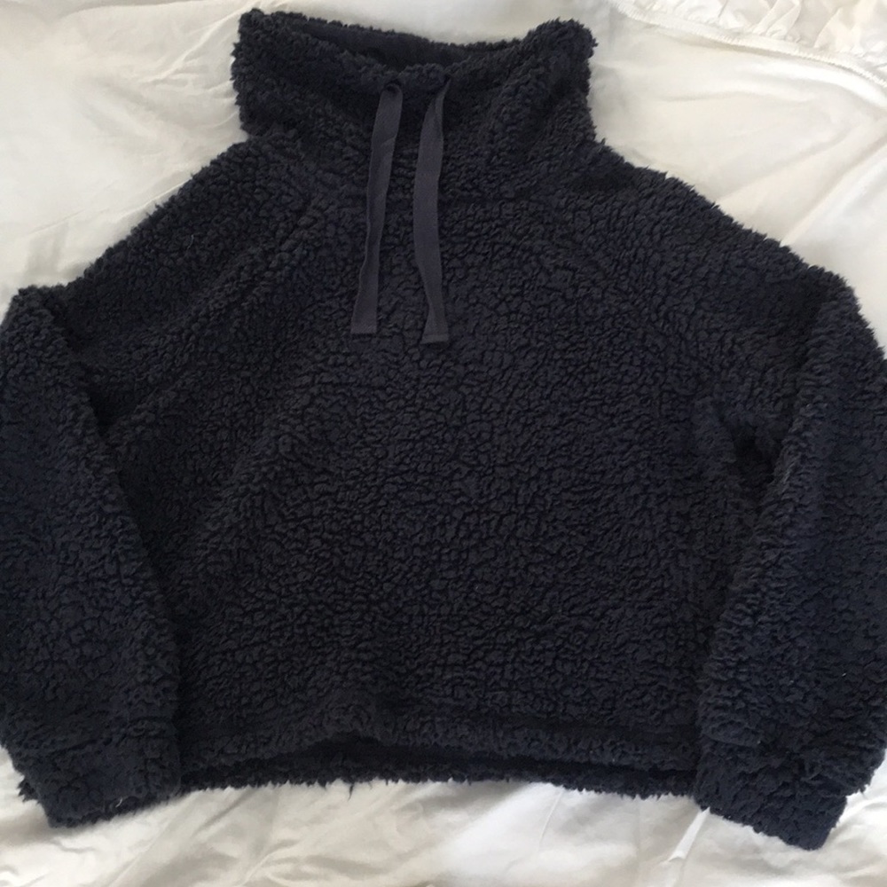 fuzzy blue sweater